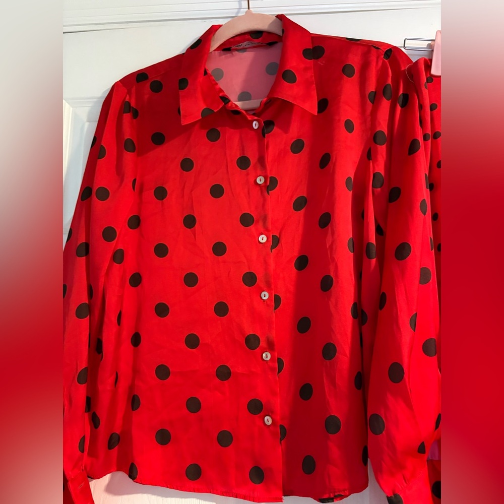 Zara Polka Dot Shirt and Pencil Skirt Set - Picture 14 of 15